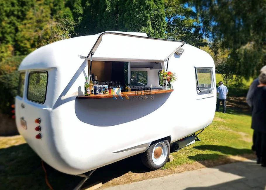 Coffee Van Equipment - 完全装備のキャラバンバー自動販売カート、モバイルフードトレーラー、ホワイトコーヒーカート、バン用キッチントレーラー