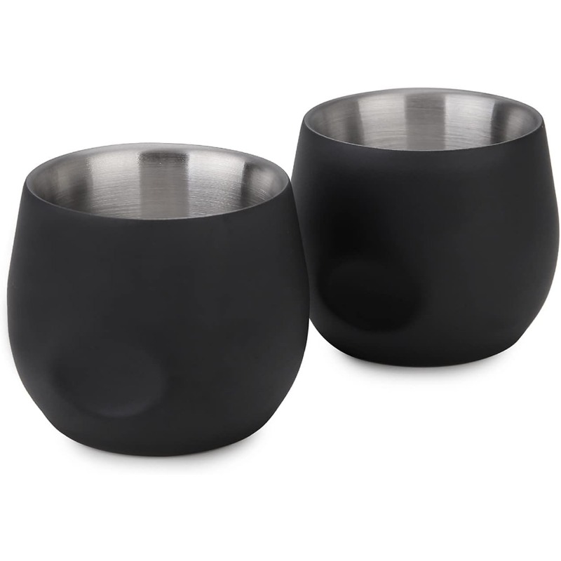 Espresso Shot Glass - 150ml 200ml 耐久性のあるコーヒーマグ エスプレッソカップ、二重断熱 304ステンレス鋼製コーヒーカップ キッチンツール