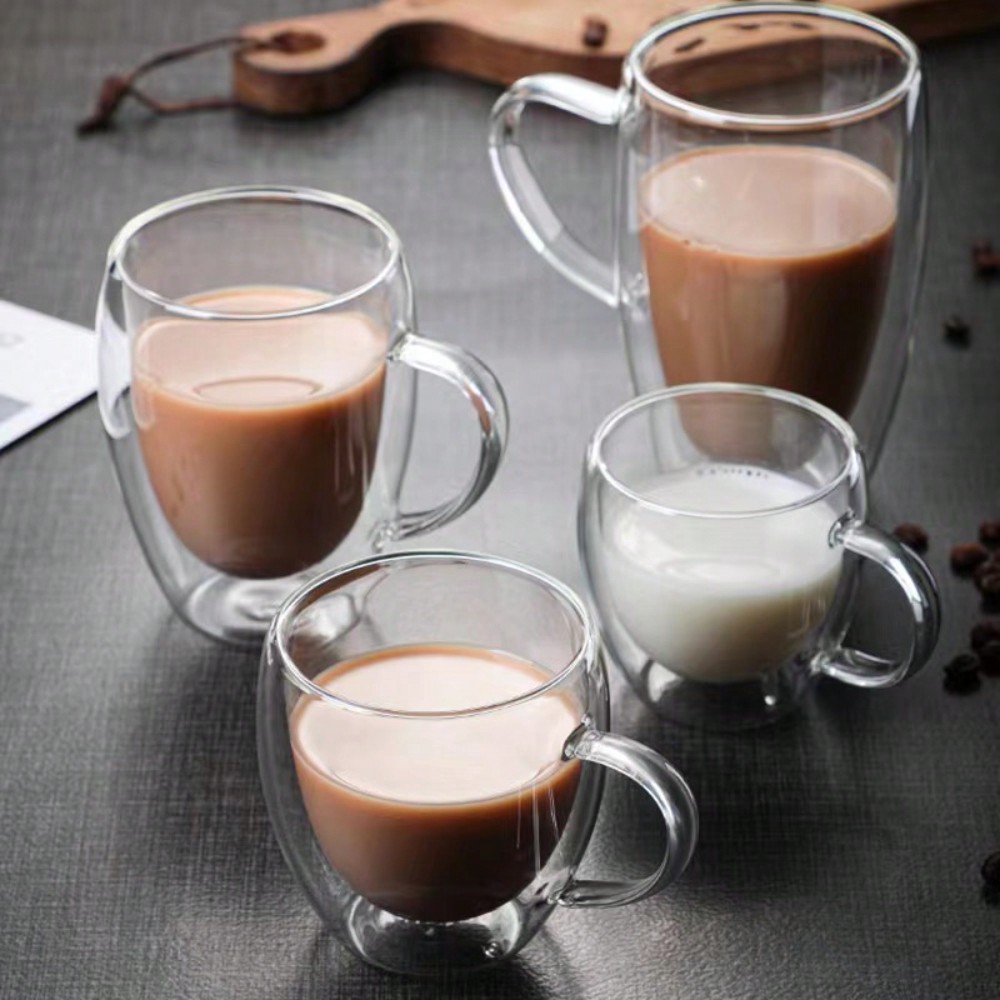 1PC 二重壁ガラスカップハンドル透明エスプレッソコーヒーカ - Espresso Shot Glass のレビューと価格