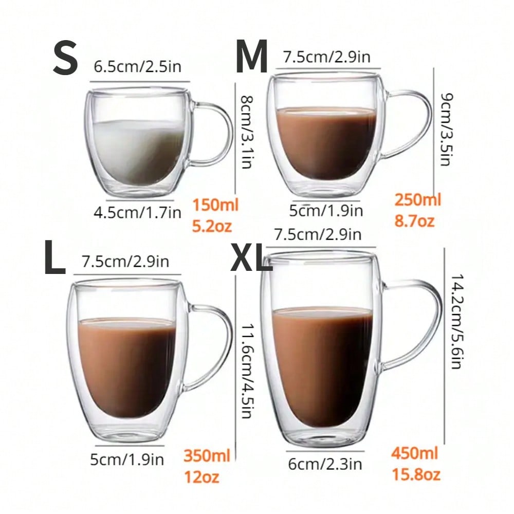 1PC 二重壁ガラスカップハンドル透明エスプレッソコーヒーカ - Espresso Shot Glass のレビューと価格