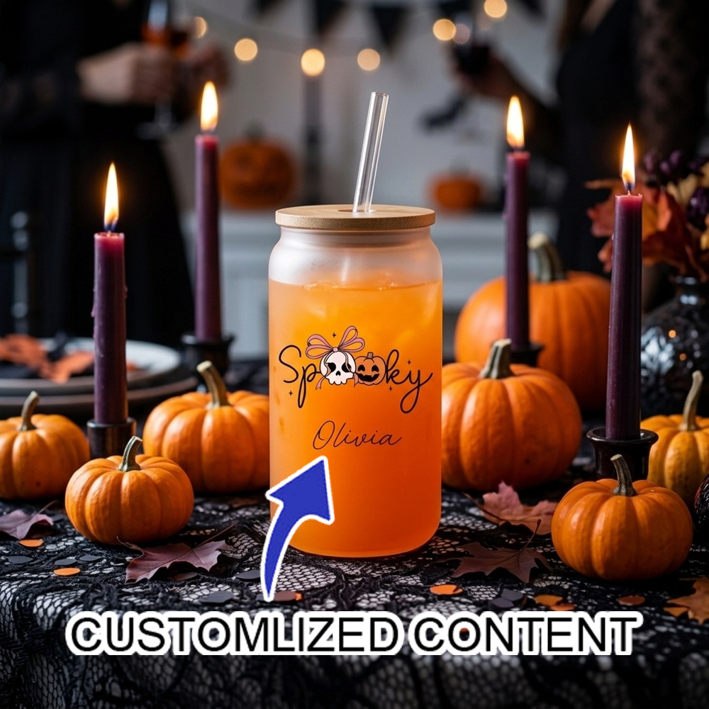 カスタム名入れ スポーキーハロウィン グラスカップ 竹製蓋と - Coffee Equipment For Camping のレビューと価格