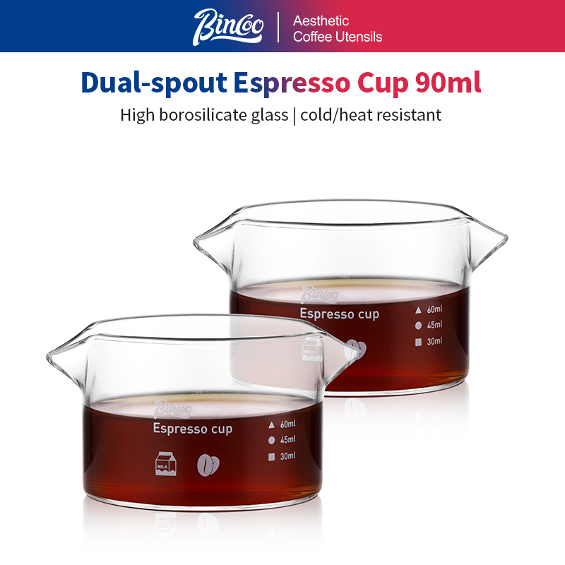 BINCOO 90ml ダブル注ぎ口 エスプレッソ計量カップ - Espresso Shot Glass のレビューと価格