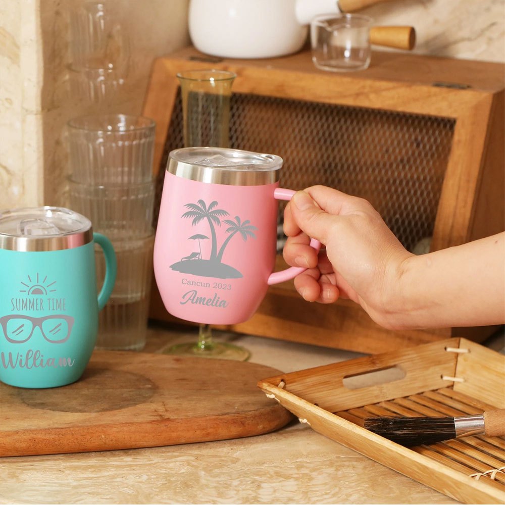 パーソナライズされた卵型ステンレス製コーヒーマグ 12oz  - Coffee Equipment For Camping のレビューと価格