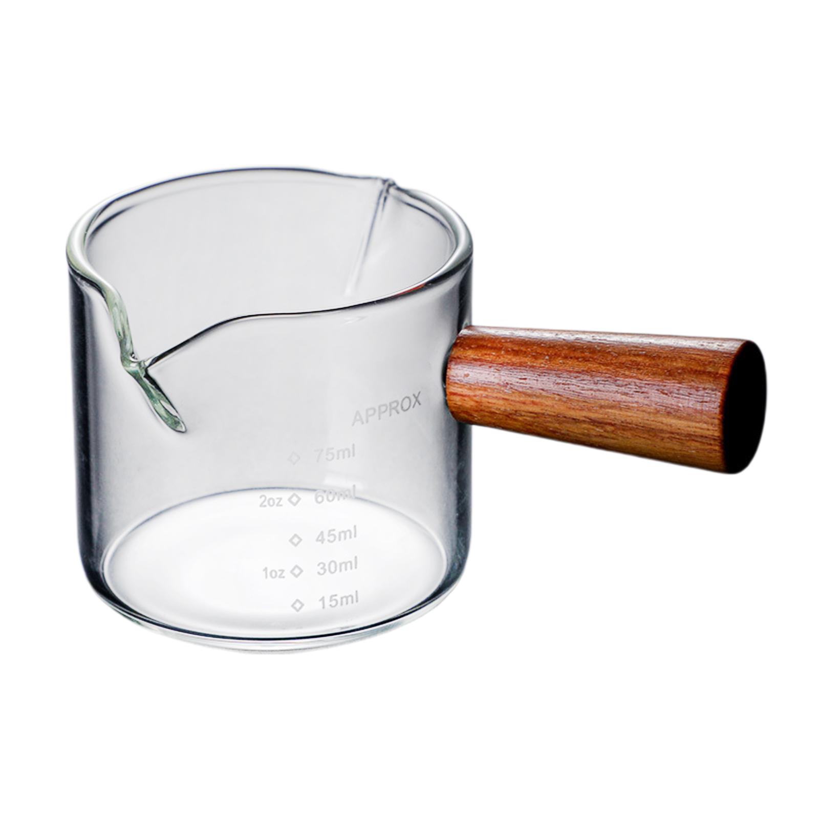 二重注ぎ口付きの計量カップ。透明な高ホウケイ酸ガラス製で、木 - Espresso Shot Glass のレビューと価格