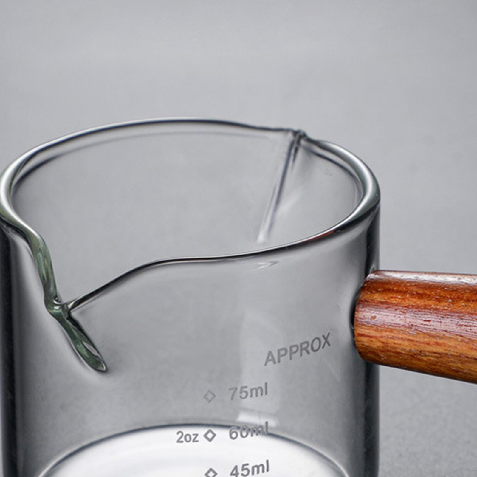 二重注ぎ口付きの計量カップ。透明な高ホウケイ酸ガラス製で、木 - Espresso Shot Glass のレビューと価格