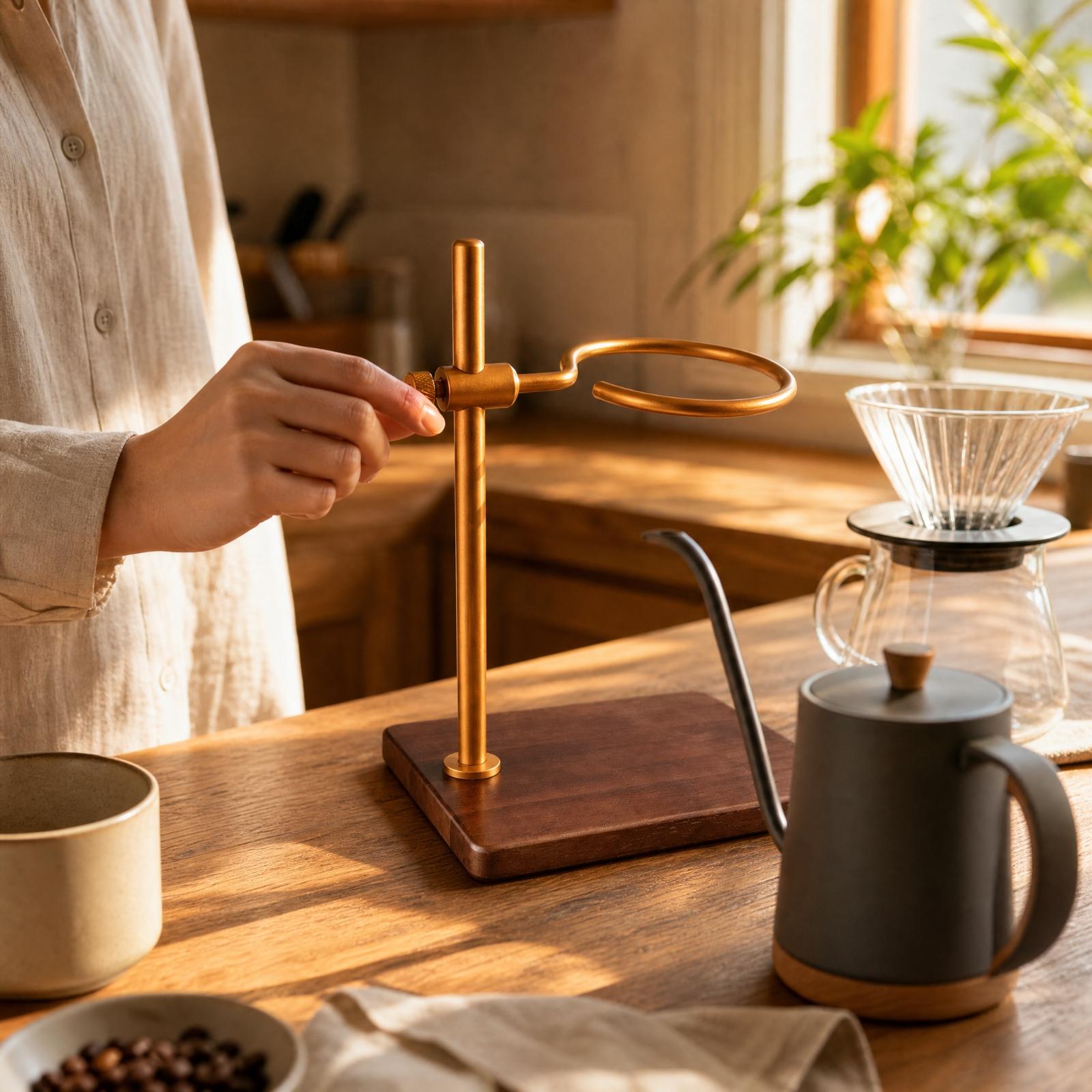 調整可能な木製コーヒードリップスタンド。V60ドリッパー用で - Coffee Equipment Pour Over のレビューと価格